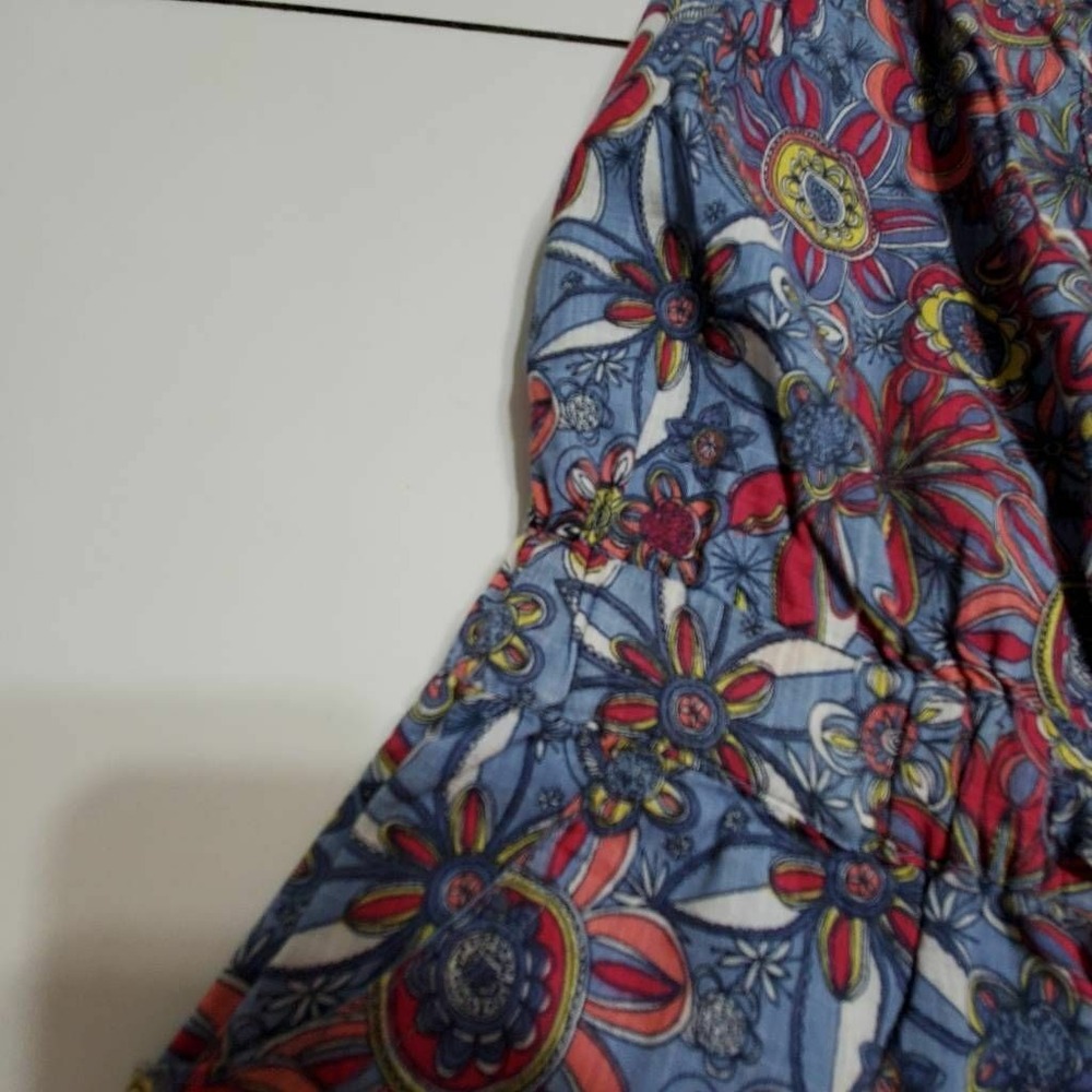 Old Navy Girls Romper Blue Red Floral Tie Front Sleeveless Knot Buttons XS - Picture 8 of 12